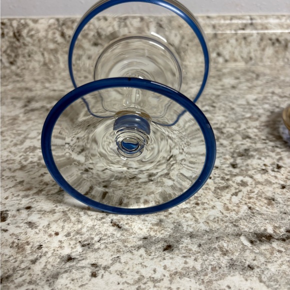 Candy Dish Compote Pedestal Bowl vtg Glass bohemian czech iridescent blue gold - Picture 6 of 6